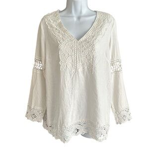 Cynthia Rowley | Linen & Lace Tunic Sz M GUC
